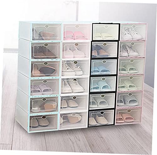 Депила 6PCS кутии чевли со розова+бела фиока бела за стабилна дисплеј женски кло розово складирање и очила за обувки Домашни чевли