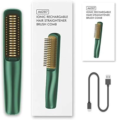 Wdbby Wirelesshair Curler Hairstrastraigner 2 во 1 професионален топол чешел анти-перм права четка за коса