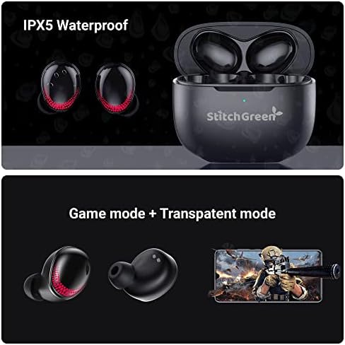 StitchGreen X11 Pro Активно откажување на бучава безжични ушни уши, 40 часа игра со ENC v5.2 Bluetooth слушалки, режим на транспарентност