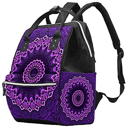 Виолетова Мандала Торба За Пелени Торби За Мумии Ранец Со Голем Капацитет Торба За Пелени За Нега На Бебиња