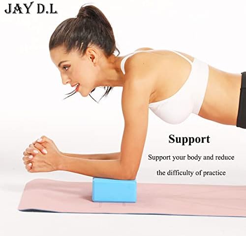 Jay D.L јога блокови （сет од 2）, поддржувачки латекс без голема густина/лесна EVA пена мека не-лизгачка површина за јога општа фитнес