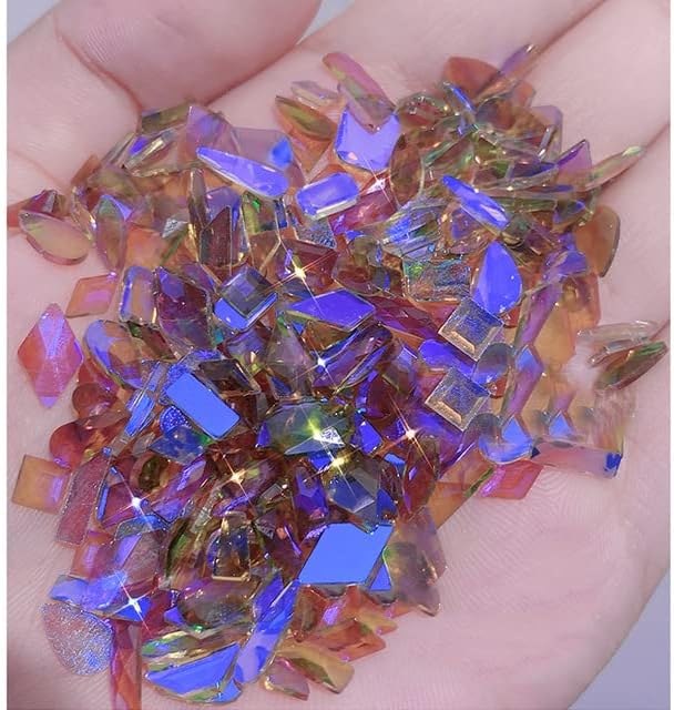 100 парчиња Аурора Делови на ноктите 3Д скапоцени камења Декорација во облик на дупки во форма на ригистони измешани додатоци за кристали, виолетова1