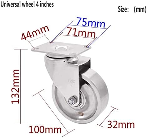 4 во (100мм) Вртливи Тркалца, Тешки Тркала Од Нерѓосувачки Челик На Челични Центри, Носечки 120кг