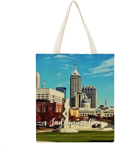 Индијанаполис студира платно торба торба град обележје гигантски намирници торба летна торба подарок за нејзиниот подарок за забава