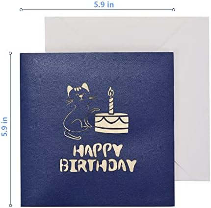 креатереедо Поп-Ап Роденденска Картичка За Мачки, 3д Роденденска Торта Со Симпатичен Дизајн На Мачки, Смешен Подарок За Роденден, Рачно Изработена
