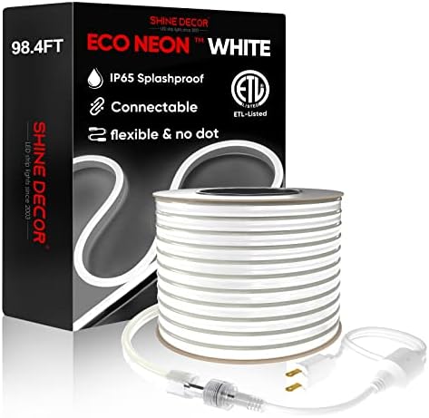 Производи за пакети со декор за сјај со монтажен клип пакет со бел 30м/98,4ft LED LED Neon Rope Lights Kit