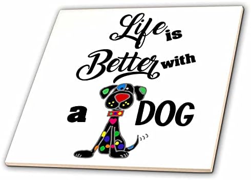 3дроза Смешен Симпатичен Живот Е Подобар Со Куче Цртан Филм Спасување Црн Пес Куче-Плочки