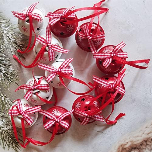 Xeahung 12 парчиња шарени Божиќни џингл sвона 40мм занаетчиски sвона големи џингл sвона за новогодишни забави фестивали украси занаетчиски sвона со starsвезди