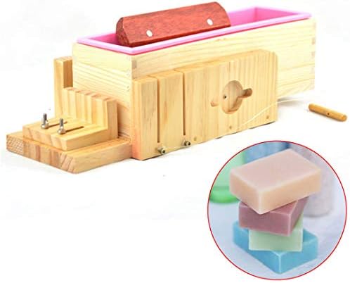Fantasyday Прилагодливо дрвен сапун кутија за секач за секач за секач со сапун со сапун планер сет + 1pc правоаголник силиконски сапун сапун леб и кутија од дрво + 1pc директ