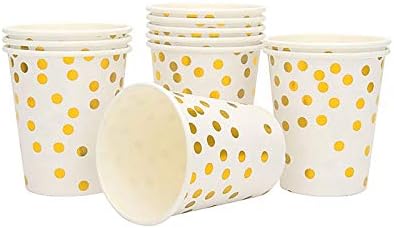 Плочи за хартија од златна точка за забава за еднократна употреба за јадење со салфетки чаша чаша за хартија