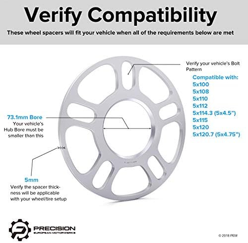 Stancemagic - 2pcs 5mm Универзални растојанија на тркала - одговара на следниве обрасци на завртки 5x100 5x108 5x110 5x112 5x114.3 5x4.5