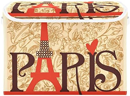 иневгого Париз Букви Гроздобер Цветни Канти За Складирање Со Капаци за Организирање Големи Склопувачки Канти За Складирање Со Рачки Оксфорд