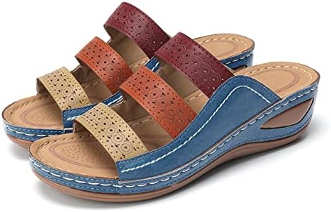 Катуански сандали за жени случајно лето, жени сандали жени клинови сандали лизгачки дише дебели чевли со отворено пети чевли
