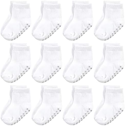 Допрени од природата бебешки органски памучни чорапи со не-лизгач за отпорност на есен, бела, 6-12 месеци