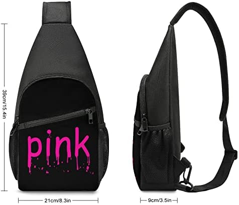 Сакам розова трендовски вреќа со прашка, обичен крст рамо рамо рачен пакет лесна торба за градите за пешачење за патувања