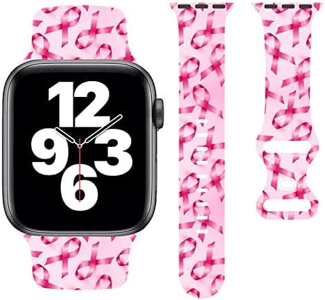 Бендови За Часовници За Рак На дојка Компатибилни СО Apple Watch 38mm/40MM/41MM/42MM/44MM/45MM, Прилагодливи Нараквици Мека Силиконска