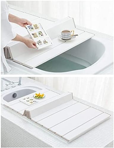 Корица за изолација на бела када со Sogudio, едноставна покривка за преклопување на бањата за повеќето стандардни кади со големина, преклопена