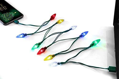 FOTBOR LED CHIRNAL LIGHT LIGHT USB C CABLE, USB и сијалица од типот Ц кабел 50инх 10д 10 LED компатибилен со Samsung Galaxy S21 Ultra/ S20/
