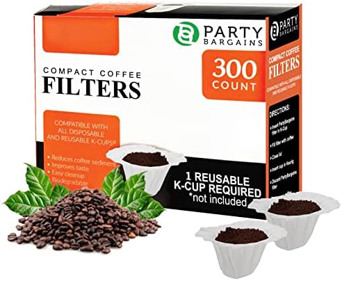 Партиски договори 300 филтри за кафе со хартија - Компактен дизајн со еднократна употреба на кафе за Keurig 1.0 & 2.0. Совршена големина и