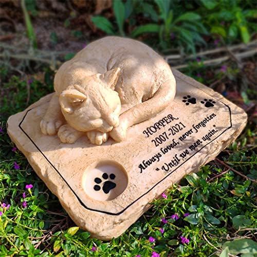 Персонализирани Меморијални Камења За Мачки Градинарски Камења, Спомен-Камења За Домашни Миленици На Отворено Гробни Маркери Со Маче Што Спие На Врвот, 8 € 6.5 € 3