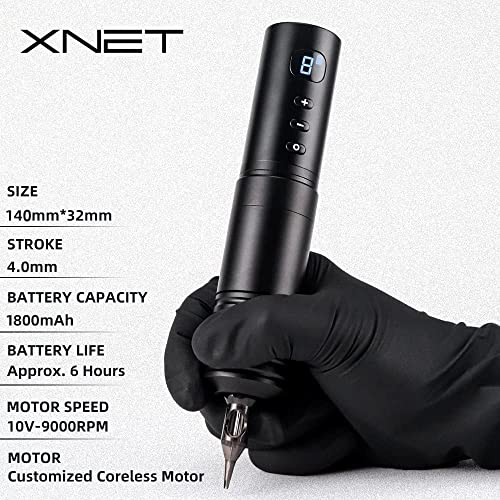 Xnet Ротациона Машина За Тетовирање Со Јапонија Безжичен Мотор-Безжично Пенкало За Тетовирање со Дигитален LED Дисплеј 1800mah
