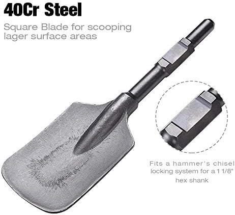 Yescom Clay Spade Chisel Bit Steel Steel за 1-1/8 Hex Shank Electric Remolition Jack Hammer Scoop Slop Slop Slatule