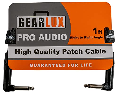 Кабел за кабел/кабел за гитара Gearlux, 1/4 -инчен десен агол, црна, 1 нога - 1 пакет