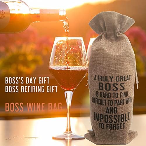 Шефот заминува торба со вино, шеф што остава подарок, менаџерски шеф Збогум подарок за жени, подарок за пензија за шефови за мажи