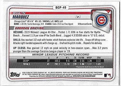 2020 Bowman Chrome Properces #BCP-49 Brailyn Marquez RC Rokie Chicago Cubs MLB Baseball Trading Card
