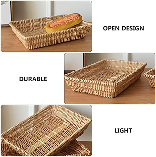 Организатор за шминка Cabilock Tray Woven Storage Baskets Weick Lead Cashter Desktop Tabletop Овошје зеленчук за сервирање Кошница Рустикален