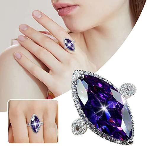 2023 Нови пурпурни циркони прстени циркон дами прстени накит за роденден предлог за невестата ангажирана забава прстени 90 -ти прстени