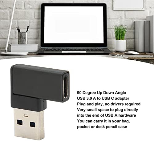 Адаптер за USB C десен агол, приклучок од 90 степени и репродукција USB 3.0 A до USB C адаптер за лаптопи Телефонски компјутер