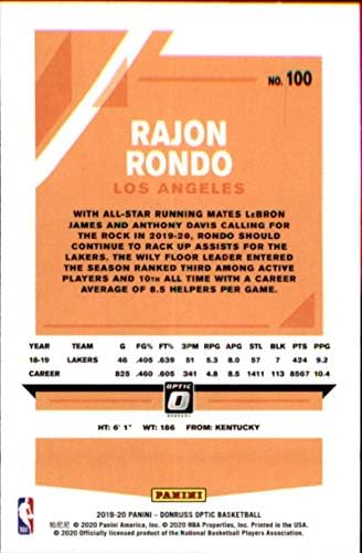 2019-20 Донрус Оптика 100 Рајон Рондо Лос Анџелес Лејкерс Кошаркарска Картичка