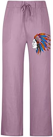 Миашуи Ѕвезда Момче Менс Мода Секојдневен Памук и Печатени Џеб Чипка До Панталони Големи Панталони Печатење Малку Нејасни