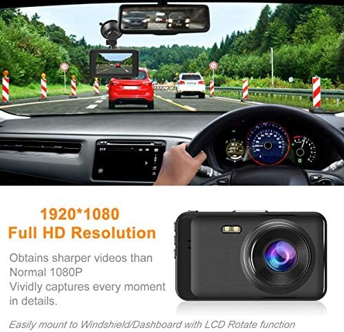 Камера за цртичка за автомобил, Dash Cams FHD 1080p Dash Cam Front со 32G SD картичка, Super Night Vision Dashcam, Dashcams за автомобили W/WDR јамка за снимање на јамка G-сензори за паркирање Монитор за