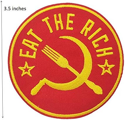 Симпатична страница 3,5 Јадете богато везено железо на шиење на лепенка, комунистички чекан и знаме на Советскиот Сојуз на Русија Русија