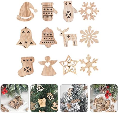 Pretyzoom Божиќни парчиња дрвени виси приврзоци Божиќни нараквици ирваси елф чорап виси дрво занаетчиски исечоци xmas дрво дрвени украси за Божиќни украси за DIY 54 парчињ?