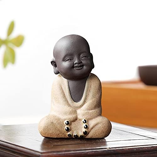 Kingzhuo керамика малку симпатична бебе Буда статуа монах фигурина Смеа Буда статуа Бебе Буда скулптури дома украс