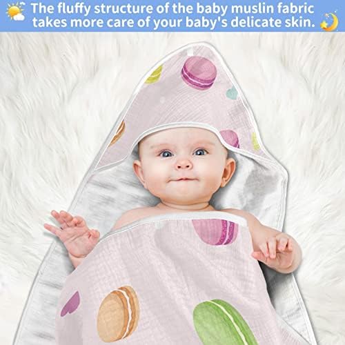 ВВЕФЕЛИКСЛ БАБИ БАТ ПЕЛЕ, шарени крпи за бебиња со качулка со макаруни, апсорбираат крпи за деца за новороденче, памучна мека бања за новороденче Девојче 30x30in 0-3T роз