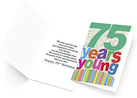 Честитка за среќен 75-Ти Роденден / Направена Во Америка | Еко-Пријателска | Густа Картичка Со Премиум Плик 5 во х 7.75 во | Спакувана