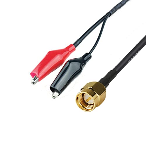 Коаксијален кабел за машки коаксијален кабел со двојно завршен алигаторски клипови со црвена и црна тест -жица RG174/ 100см