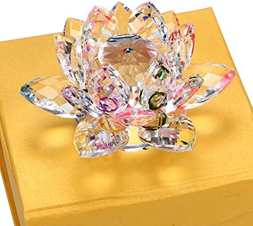 Сопствена миризлива кристална лотос цветна нијанса рефлексија фенг шуи дома декор со кутија за подароци