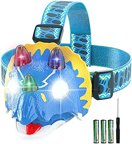 КОСООС LED фарови за деца, режим Roar & Mute, Отворена глава, Детска играчка за фенерче за момче, девојче, 4oz лесни фарови, додатоци