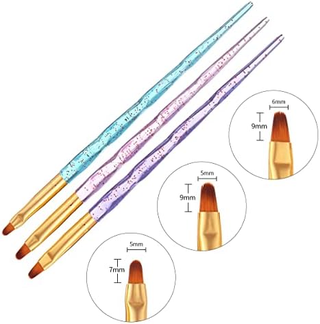 NIZYH 3pcs Четка За Нокти Кристал Акрилик Гел Продолжување Градител Цртање полски Сликарство Цртање Четка Пенкало Маникир Алатка