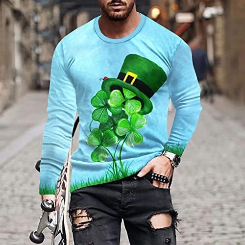 Менс со долг ракав скокач Св. Патрик маица маица маица вредности на врвот ирски шамрок маичка пуловер
