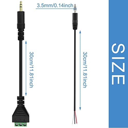 ДКАРДУ 3,5 мм 1/8инч Стерео Аудио Машки Приклучок ДО АВ 3-Завртка Балун Терминал Адаптер Кабел, Звучник Жица Лемење Терминал Блок Кабел 30см,