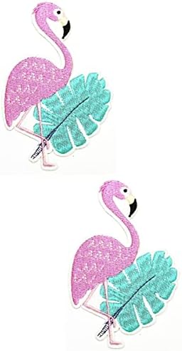 Кленплус 2 парчиња. Фламинго И Монстера Остава Тропски Лепенки Занаети Уметност Поправка На Шиење Стрипови Цртан Филм Везено Железо На Шие На Лепенки За Значки ЗА С