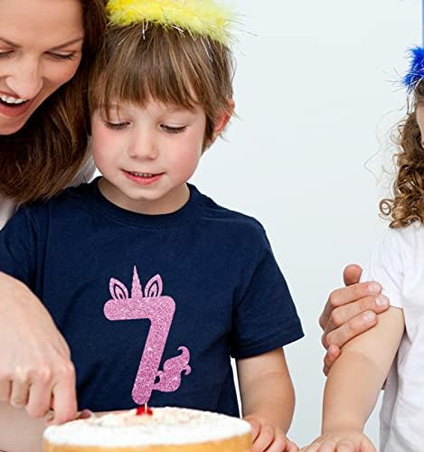 Еднорог 7 -ми роденденски торта за торта, Унирог Седум торта за торта, магичен декор на торта со еднорог, еднорог девојче 7 -та роденденска