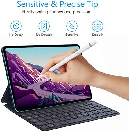 Пенкало за стилови на мелку за iPad со отфрлање на дланката, активен молив компатибилен со Apple iPad Pro, iPad 10 -ти/9 -ти/8 -ми/7/6 -ти