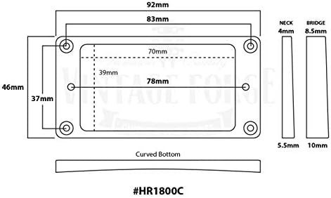 Гроздобер Forge Gold Plastic Curved Curved Bown Humbucker Pickup Mounting Ring Set компатибилен со Guitars Epiphone HR1800C-GLD